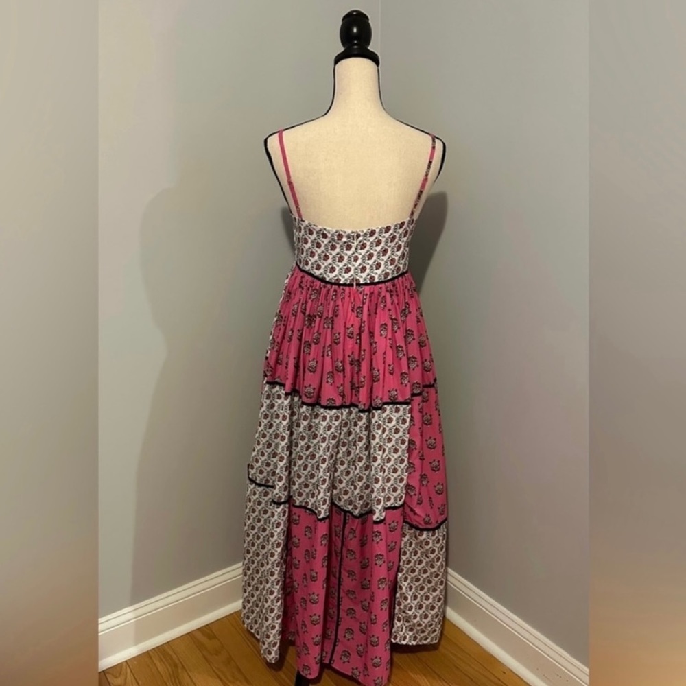 RHODE SAACHI PATCHWORK MIDI DRESS IN HOT PINK - Picture 5 of 7